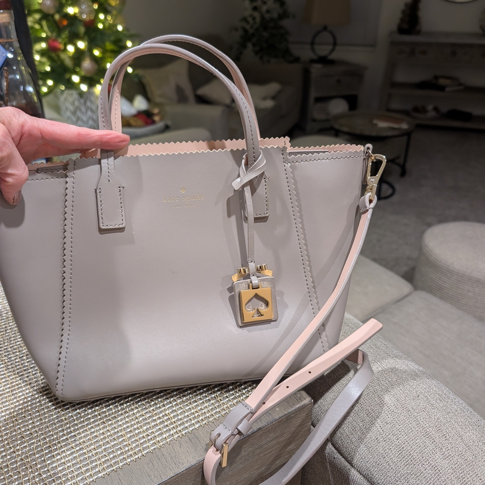 Kate Spade Light Gray Tote with Pink Accents